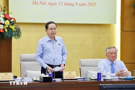 Le président de l'Assemblée nationale Trân Thanh Mân préside la réunion. Photo: VNA