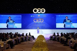 Le Premier ministre Pham Minh Chinh s'exprime lors de CEO 500 - TEA CONNECT, un programme reliant des dirigeants vietnamiens et de Hô Chi Minh-Ville à des cadres de grandes entreprises locales et internationales, le 25 novembre. Photo: VNA