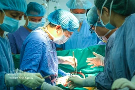 L'équipe réalisant la transplantation multi-organes Domino à l'hôpital Viet Duc le 13 mars 2026. Photo : VNA