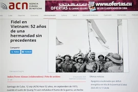 Article sur la visite historique de Fidel Castro au Vietnam en septembre 1973. Photo : Capture d'écran 
