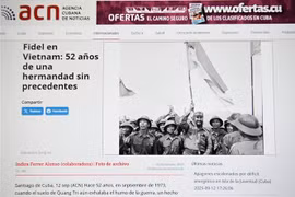 Article sur la visite historique de Fidel Castro au Vietnam en septembre 1973. Photo : Capture d'écran 