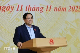 Le Premier ministre Pham Minh Chinh s'exprime. Photo: VNA