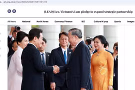 Article publié sur le site de l'agence de presse Yonhap le 11 août 2025 concernant la rencontre entre le secrétaire général To Lam et le président sud-coréen Lee Jae Myung. Photo : capture de l'écran