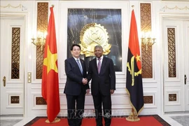 Le président angolais João Manuel Gonçalves Lourenço (droite) accueille le président Luong Cuong. Photo: VNA