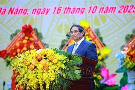 Le Premier ministre Pham Minh Chinh s'exprime lors de la cérémonie. Photo: VNA