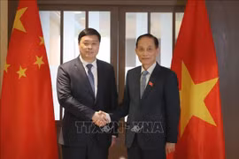Le ministre vietnamien des Affaires étrangères (AE) Lê Hoài Trung (à droite), également secrétaire du Comité central du Parti communiste du Vietnam (PCV) et Wei Tao, président de la Région autonome Zhuang du Guangxi (Chine). Photo : VNA