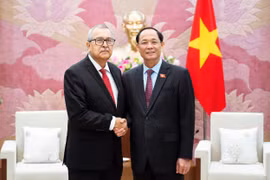 Le vice-président de l'AN Trân Quang Phuong (droite) et Pedro Vazquez, membre du Bureau politique et président de la Commission des affaires étrangères de la Chambre des députés du Mexique. Photo: VNA