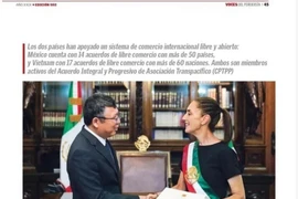 Photo de l'ambassadeur vietnamien Nguyen Van Hai et de la présidente mexicaine Claudia Sheinbaum sur Voces Del Periodista. Capture d'écran/VNA