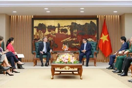 Lors de la rencontre entre le Premier ministre Pham Minh Chinh (droite) et Wouter Van Wersch, vice-président exécutif d'Airbus. Photo : VNA