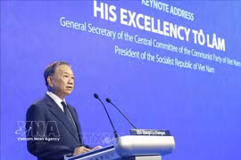 Le Secrétaire général du Parti communiste et président, Tô Lâm, lors du Dialogue de Shangri-La. Photo : VNA