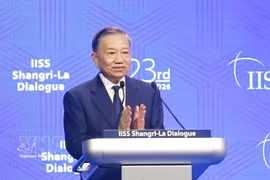 Le secrétaire général du Parti communiste du Vietnam et président de la République, Tô Lâm, lors de la séance d’ouverture de la 23e édition du Dialogue de Shangri-La. Photo : VNA