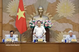 Le président de l’Assemblée nationale (AN), Trân Thanh Mân lors de la réunion. Photo : VNA 