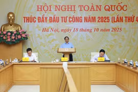 Le Premier ministre Pham Minh Chinh lors de la visioconférence. Photo : VNA