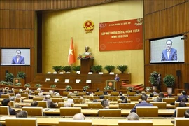 Le président de l'Assemblée nationale, Tran Thanh Man, a présidé le 28 janvier une réunion avec d'anciens dirigeants de l'Assemblée nationale. Photo : VNA