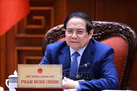 Le Premier ministre Pham Minh Chinh lors de la réunion. Photo : VNA
