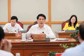Le président de l'État et membre du Bureau politique, Luong Cuong ló de la réunion. Photo : VNA