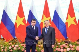 Le vice-Premier ministre permanent Nguyên Hoa Binh (droite) et le conseiller du Président russe Mironov Dmitry. Photo : VNA