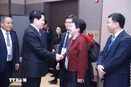 Le président Luong Cuong reçoit la fondatrice du groupe MEBO International, Li Li. Photo : VNA