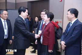 Le président Luong Cuong reçoit la fondatrice du groupe MEBO International, Li Li. Photo : VNA