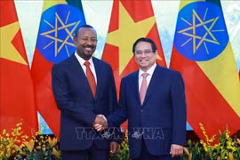 Le Premier ministre vietnamien Pham Minh Chinh (droite) et son homologue éthiopien Abiy Ahmed Ali. Photo : VNA