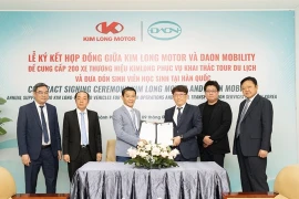 Le constructeur automobile local Kim Long Motor et le constructeur coréen Daon Mobility signent un accord pour exporter des bus de marque locale sur le marché coréen. Photo : Kim Long Motor