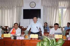 Le vice-secrétaire permanent du Comité provincial du Parti de Hau Giang, Nguyen Tuan Anh, prend la parole lors de la réunion. (Photo : VNA)