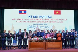 Lors de la cérémonie de signature. Photo : VNA