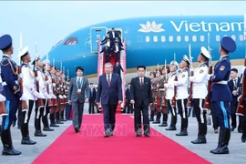 Le secrétaire général du Parti communiste du Vietnam, To Lam, est arrivé à 6h30 (heure locale), à l'aéroport international de Pyongyang pour entamer sa visite d’État en République populaire démocratique de Corée. Photo : VNA
