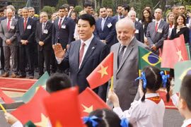 Le président Luong Cuong (gauche) accueille son homologue brésilien Luiz Inácio Lula da Silva. Photo : VNA