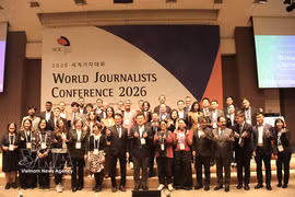 Des représentants de médias de différents pays participent à la Conférence mondiale des journalistes 2026. Photo : VNA
