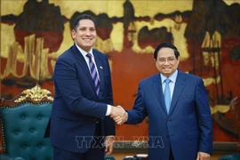 Le Premier ministre Pham Minh Chinh (droite) et l’ambassadeur de Suède au Vietnam, Johan Ndisi. Photo : VNQ