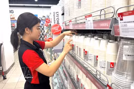 Lotte Mart Vietnam distribue actuellement environ 900 produits de marque propre fabriqués au Vietnam et soumis à un contrôle qualité rigoureux. (Photo : VNA)