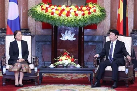Le président Luong Cuong reçoit la vice-présidente lao Pany Yathotou. Photo : VNA