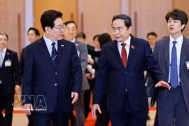 Le président de l’AN Tran Thanh Man (droite) et le président sud-coréen Lee Jae Myung. Photo : VNA