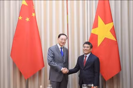 Le vice-ministre permanent des Affaires étrangères et secrétaire général du Comité directeur pour la coopération bilatérale Vietnam-Chine Nguyên Minh Vu (droite) et e vice-ministre chinois des Affaires étrangères et secrétaire général du Comité directeur pour la coopération bilatérale Chine-Vietnam, Sun Weidong. Photo : VNA