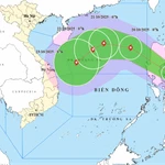 Une carte montre la trajectoire prévue de la tempête Fengshen, telle qu'enregistrée à 7h00 le 18 octobre 2025. Photo : Centre national de prévision hydrométéorologique