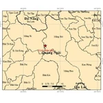 Une carte indique la localisation de l’épicentre (étoile rouge) du séisme de magnitude 4,2 qui a frappé la commune de Mang But. Photo : Institut des sciences de la Terre