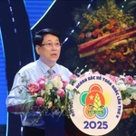 Le président de la République, Luong Cuong s’exprime lors de la cérémonie. Photo : VNA