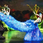 Des danseuses interprètent le paon dans une scène du ballet "Le Paon de Hanoi 2026", créé par la célèbre chorégraphe chinoise Yang Liping et récemment présenté à Hanoi. Photo : gracieuseté des organisateurs