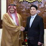 Le président Luong Cuong (à droite) serre la main de l’ambassadeur d’Arabie saoudite, Mohammed Ismaeil A. Dahlwy, à Hanoi, le 31 décembre. Photo: VNA