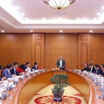 Le secrétaire général du Parti, Tô Lâm, président une séance de travail avec la permanence des sous-comités du 14e Congrès national du Parti. Photo : VNA