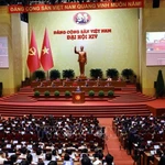 Vue panoramique de la séance d’ouverture du 14e Congrès national du Parti communiste du Vietnam. Photo : VNA