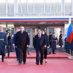 Cérémonie d'adieu du Premier ministre Pham Minh Chinh à l'aéroport international Vnukovo 2, à Moscou. Photo: VNA