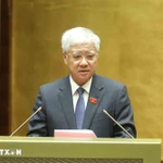 Le membre du Politburo, membre du Comité central du Parti et président du Comité central du Front de la Patrie du Vietnam, Dô Van Chiên, devant l’Assemblée nationale, le 20 octobre. Photo : VNA