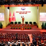 Vue panoramique de la séance de clôture du 14e Congrès national du Parti communiste du Vietnam. Photo: VNA