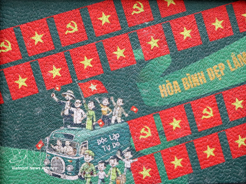 Les tableaux en riz de Khuu Tan Buu se distinguent par une esthétique raffinée et diversifiée. Photo : VNA