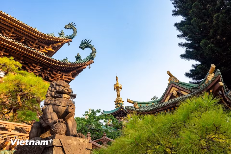 Inspirée du mandala, l’architecture de la pagode reflète l’influence du bouddhisme tantrique à travers la finesse de ses motifs sculptés. Photo : Vietnam+