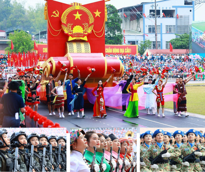 Le défilé à l'occasion de la célébration du 70e anniversaire de la Victoire de Diên Biên Phu (7 mai 1954 - 7 mai 2024). Photo: VNA Dien-bien-phu.jpg