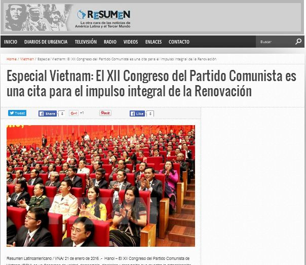 La presse argentine parle du 12e Congrès national du Parti ảnh 1 La presse argentine parle du 12e Congrès national du Parti ảnh 1