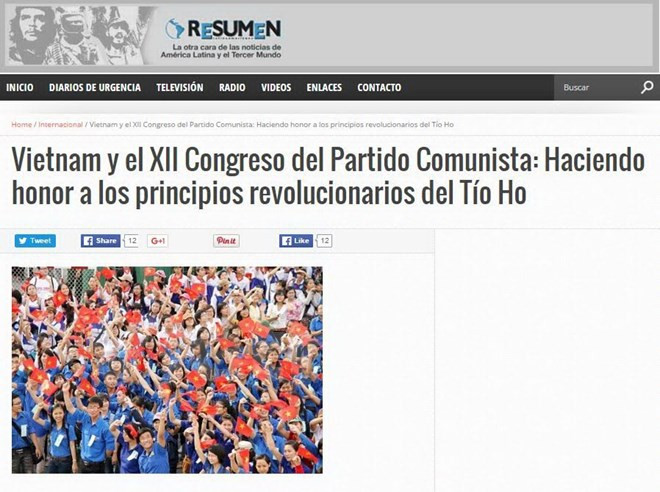 Le journal argentin Resumen Latinoamericano salue le Parti communiste du Vietnam ảnh 1 Le journal argentin Resumen Latinoamericano salue le Parti communiste du Vietnam ảnh 1